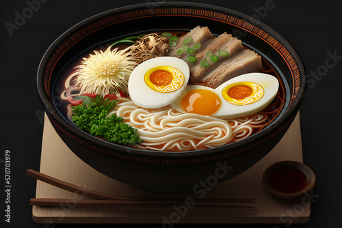 Ramen: Tonkotsu, Miso, Veggie, Korean, Cup Noodles - Visit Ramen San, Ichiran, Japan, Jinya, Menya  Enjoy Delicious Ramen Broth, White Background, Bowl, Chopsticks Nudle, Pasta, Beef, USA and Europe photo