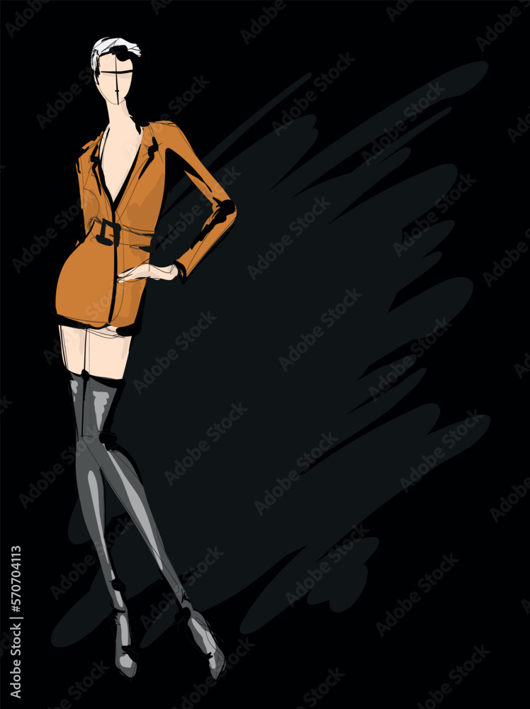 Beautiful young girl in stylish clothes. Fashion woman look. Sale concept. Hand-drawn fashion illustration. Cute girl in fashion clothes. Beautiful young girl in stylish clothes. Fashion woman look. Sale concept. Hand-drawn fashion illustration. Cute girl in fashion clothes.