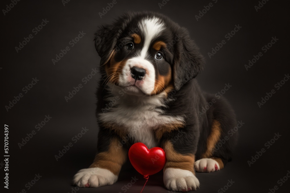 An adorable pet with Valentine's Day Red Balloon An adorable pet with Valentine's Day Red Balloon
