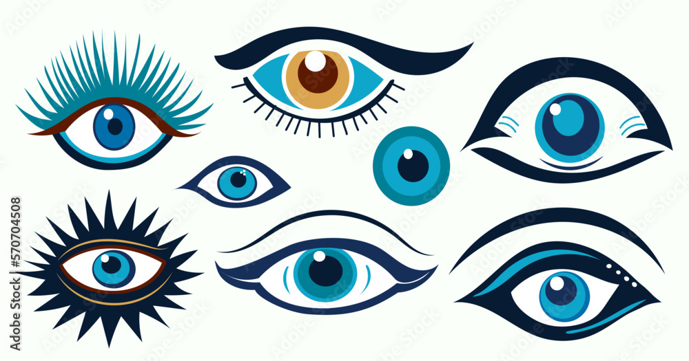eyes mystical set on white background isolated, vector eyes mystical set on white background isolated, vector