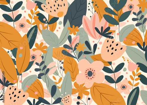vegetable abstract background in flat style, vector