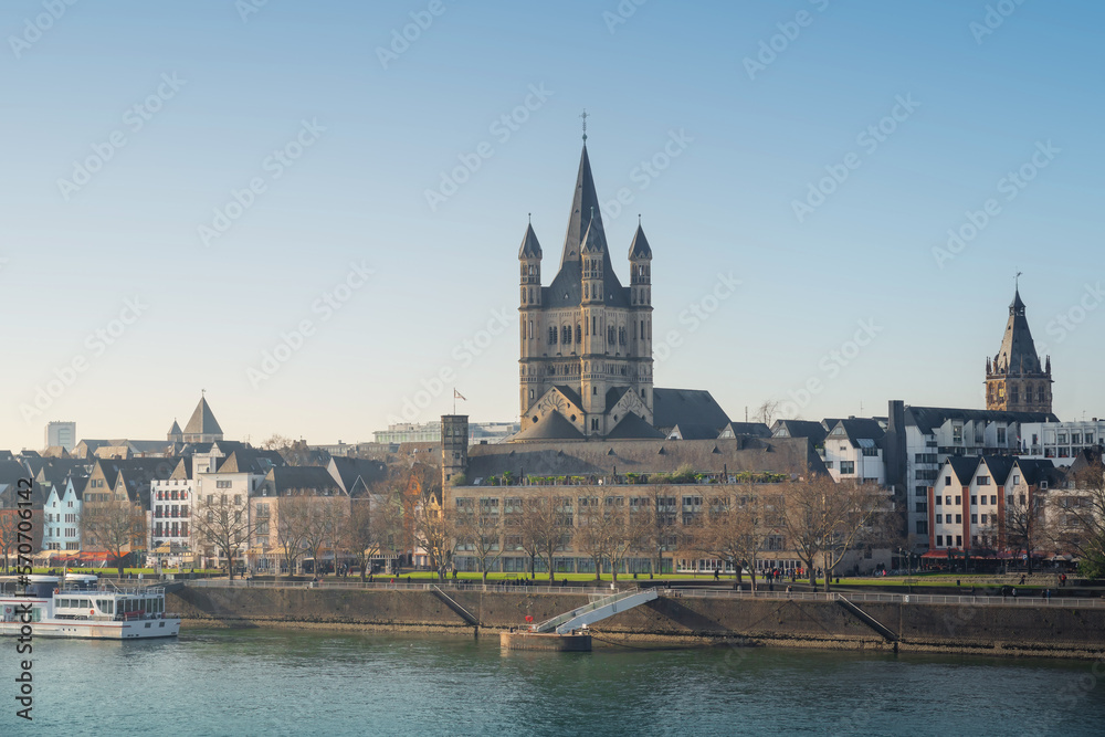 Great St. Martin Church and Rhine River - Cologne, Germany Great St. Martin Church and Rhine River - Cologne, Germany