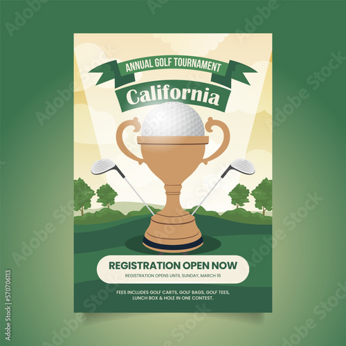 Golf Tournament Flyer and Championship Poster Design, Golf Event Banner Vector Template