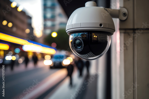CCTV Camera in Smart City. AI generated