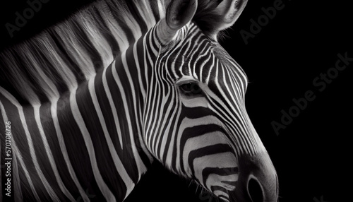  Schwarz weiß Portrait von einem Zebra. Perfektes afrikanisches Wandbild - Generative Ai