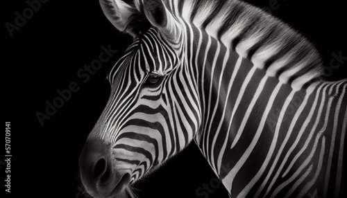  Schwarz weiß Portrait von einem Zebra. Perfektes afrikanisches Wandbild - Generative Ai