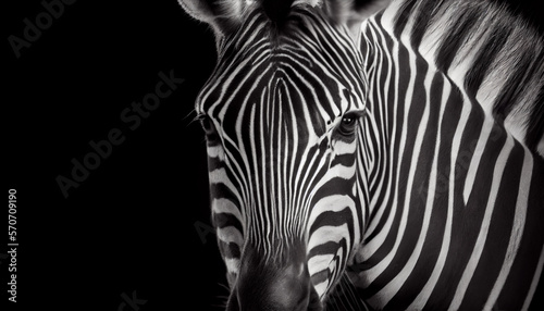Schwarz wei   Portrait von einem Zebra. Perfektes afrikanisches Wandbild - Generative Ai