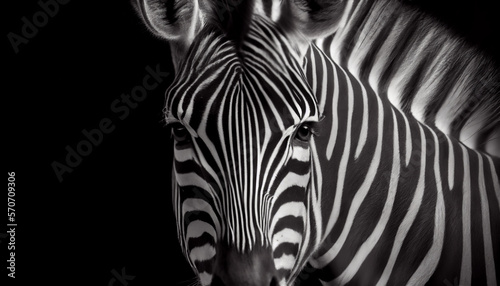  Schwarz wei   Portrait von einem Zebra. Perfektes afrikanisches Wandbild - Generative Ai