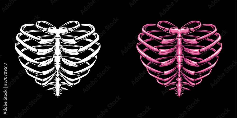 Ταπετσαρία Rib cage skeleton with a love heart shape, a one-of-a-kind illustration that will captivate and inspire