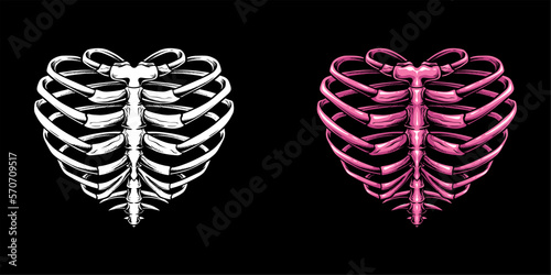 Rib cage skeleton with a love heart shape, a one-of-a-kind illustration that will captivate and inspire. Bold
combines the edgy and alternative feel of a skeleton with the timeless symbol of love photo
