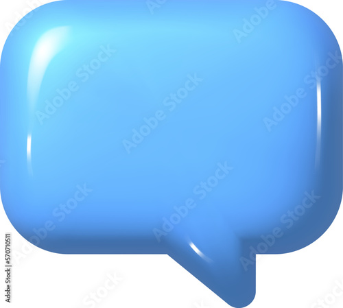 3d illustration of blue realistic speech bubble icon. Mesh vector talking cloud. Glossy chat high quality vector. Shiny cloud foam speak text, chatting box, message box dialogue social media