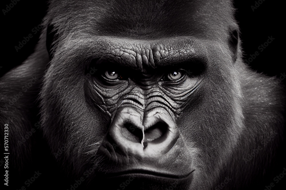 Obraz premium Schwarz weiß Portrait von einem Zebra. Perfektes afrikanisches Wandbild - Generative Ai