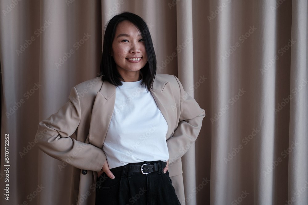 Portrait of confident asian business designer woman. Asian business girl Startup successful power business leader women executive people looking camera copyspace. Portrait of confident asian business designer woman. Asian business girl Startup successful power business leader women executive people looking camera copyspace.