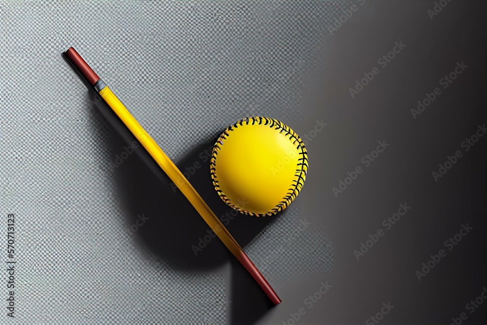 Yellow softball isolated on transparent background. PNG file