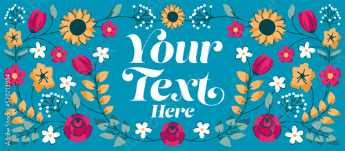 Portada para redes sociales con flores, plantas y espacio para texto. Estilo minimalista y vintage. 