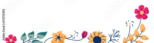 Ornamento minimalista con flores de colores