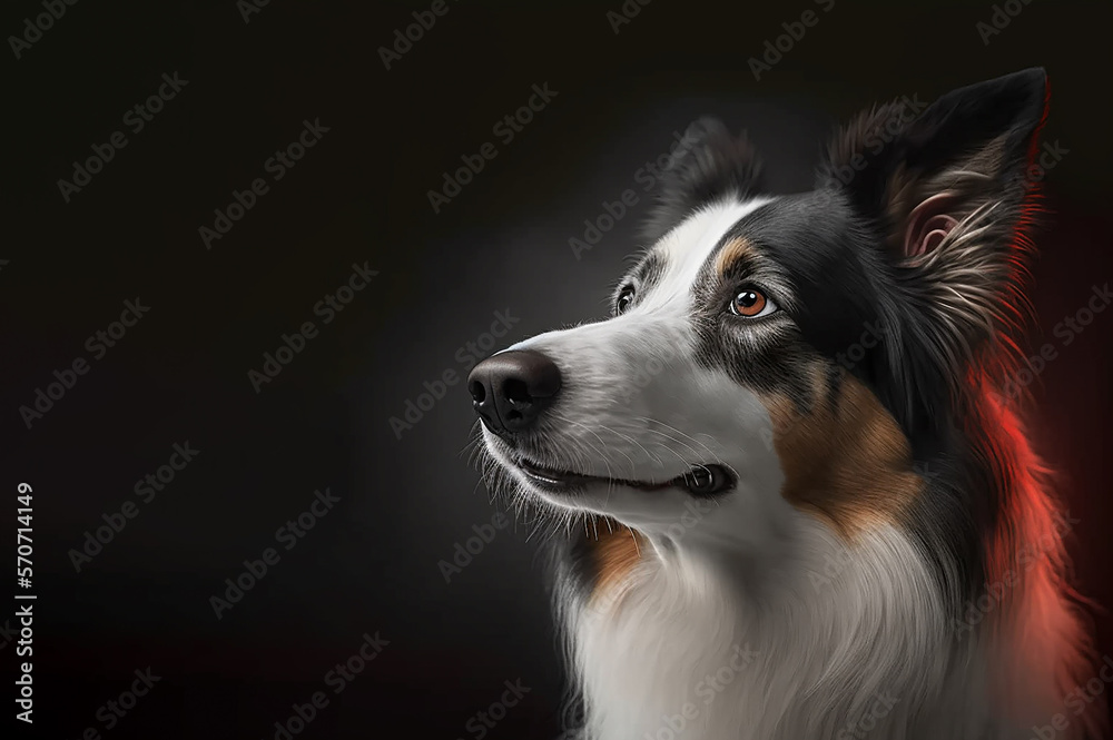 Handsome Border Collie sheep dog - Close up headshot, Created using generative AI tools. Handsome Border Collie sheep dog - Close up headshot, Created using generative AI tools.