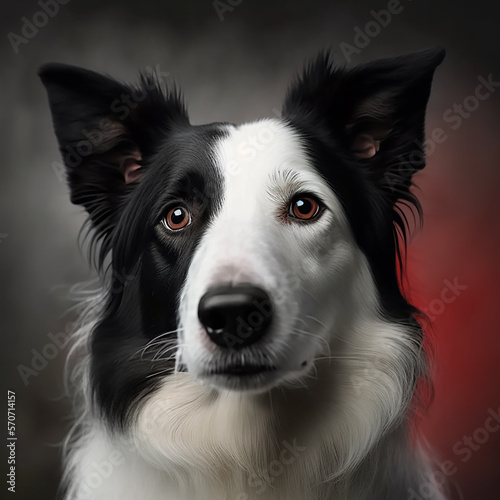 Handsome Border Collie sheep dog - Close up headshot, Created using generative AI tools.