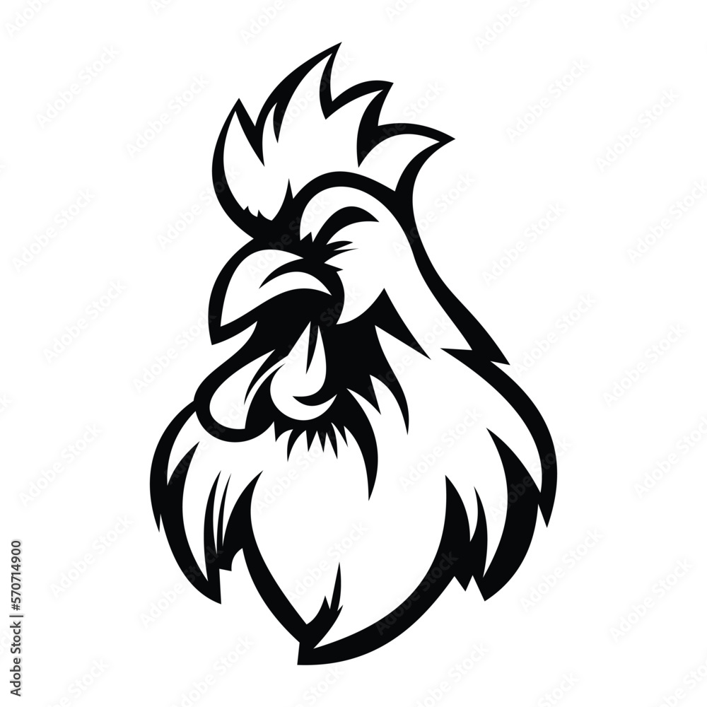 Fototapeta premium Rooster logo symbol design illustration. Clean modern logo mark design template. Illustration for personal or commercial business branding.