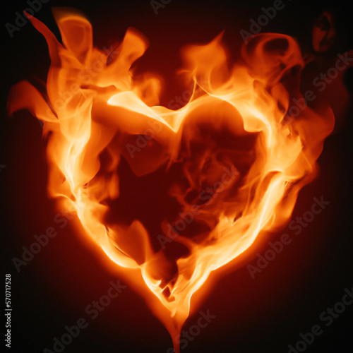 burning heart in the red and black background