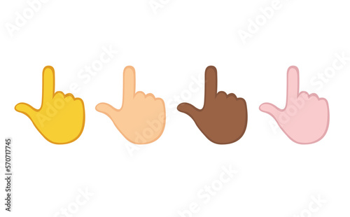 vector illustration hands of different colors pointing up