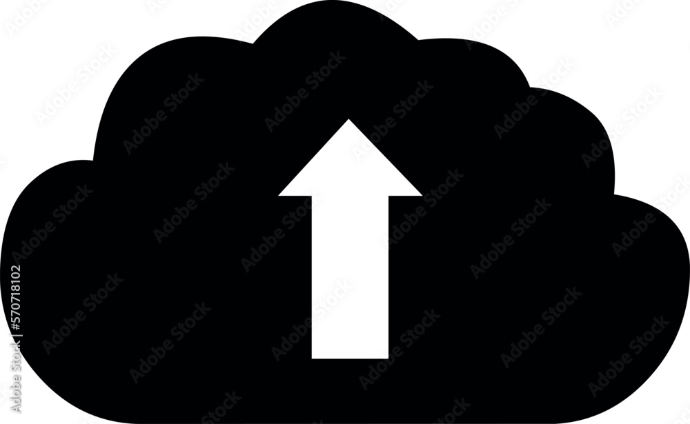 vector illustration of icon loading or uploading file from a black computer cloud and a white arrow pointing upwards vector illustration of icon loading or uploading file from a black computer cloud and a white arrow pointing upwards
