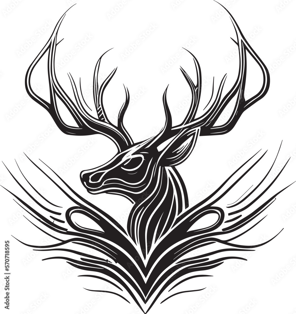 Vector logo with an animal, heraldry, lines, black and white, no background, on a white background, emblem, isolated, branding, sign Vector logo with an animal, heraldry, lines, black and white, no background, on a white background, emblem, isolated, branding, sign