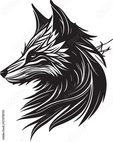 Vector logo with an animal  heraldry  lines  black and white  no background  on a white background  emblem  isolated  branding  sign