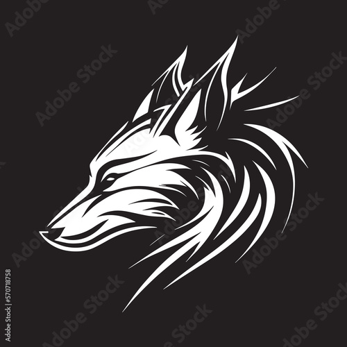 Vector logo with an animal, heraldry, lines, black and white, no background, on a white background, emblem, isolated, branding, sign