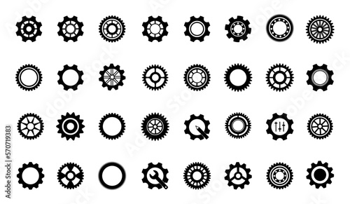 Set of simple gears icon.Gear wheels line black icons .Cogwheel machine gears.