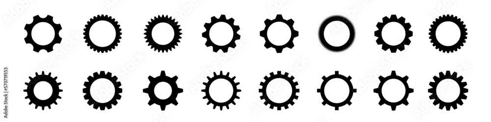Set of simple gears icon.Gear wheels line black icons .Cogwheel machine gears. Set of simple gears icon.Gear wheels line black icons .Cogwheel machine gears.