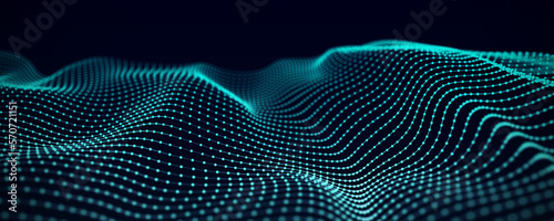 Digital texture modern wave background. The futuristic abstract mesh structure of network connection. Big data visualization. 3D rendering.