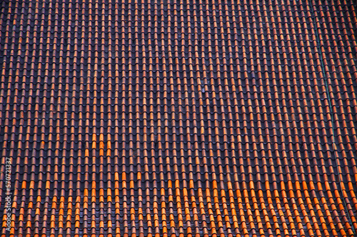Obraz na płótnie Brown tile roof with repeating patterns w salonie