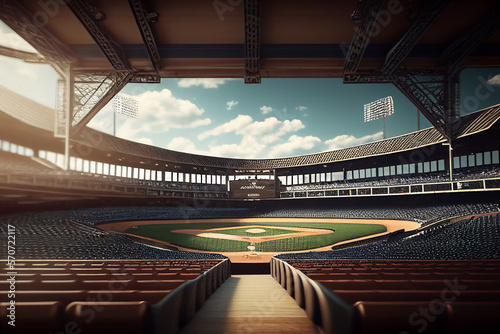 Baseball stadium before match  sports event illustration style