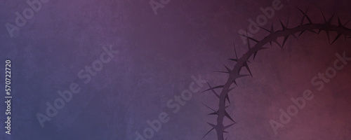 Crown of thorns, on deep royal purple texture..Symbolic of Maundy Thursday. Symbolic of the Passion of the Christ
