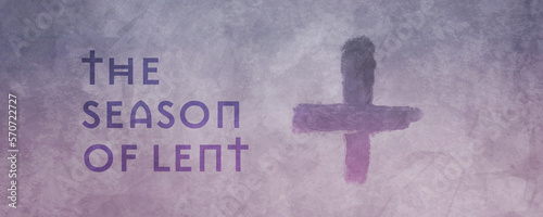 Foto Season of Lent over purple and violet hues in aged or vintage style with ash cross