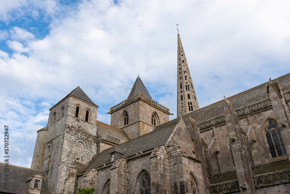 St. Tugdual cathedral of the former bishopric of Treguier where is the tomb of st yves patron saint of bretons and lawyers (Treguier, Cotes d'Armor, Brittany, France)
