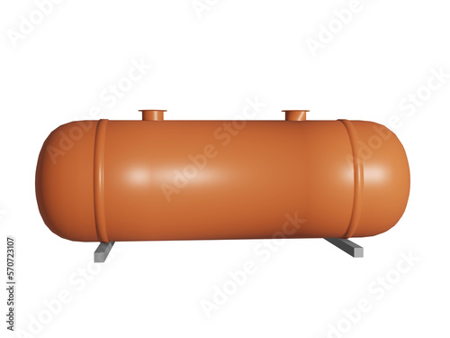 Obraz na płótnie Orange industrial tank suitable for oil and gas isolated on white background. 3D rendered illustration. w salonie