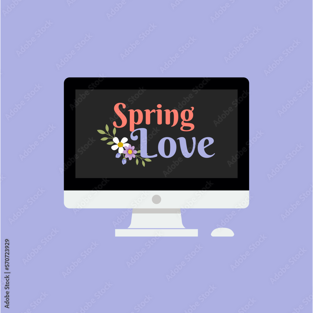 Monitor Computer with text Sring Love Monitor Computer with text Sring Love