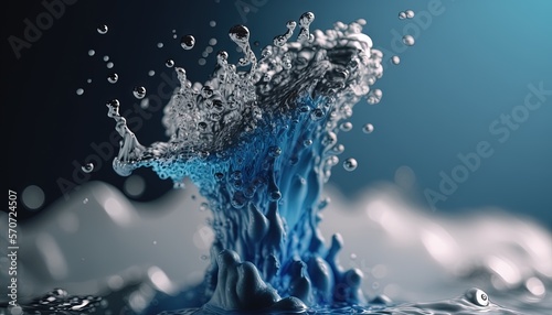  a splash of water is shown in this image of a blue and white background with a splash of water in the middle of the image. generative ai