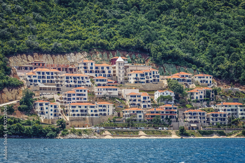 Kostanjica illage on the shore of Kotor Bay, Montenegro