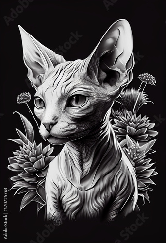 sphynx cat lineart