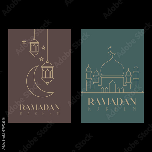 Ramadan Kareem. Islamic greeting card template with Ramadan for wallpaper design. Poster, media banner. Vector illustration.