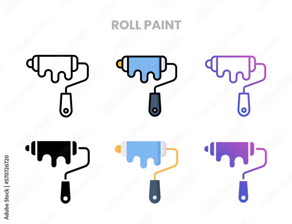 Roll Paint icons vector illustration set line, flat, glyph, outline color gradient. Great for web, app, presentation and more. Editable stroke and pixel perfect. Roll Paint icons vector illustration set line, flat, glyph, outline color gradient. Great for web, app, presentation and more. Editable stroke and pixel perfect.