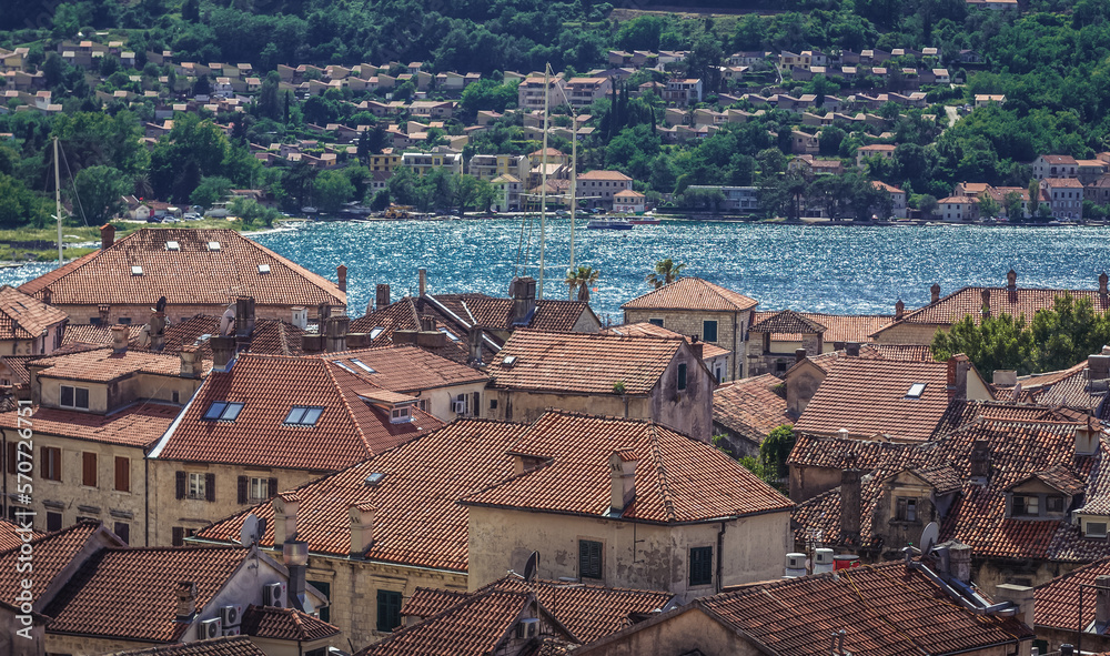 Roof of Old Town of Kotor town in Montenegro