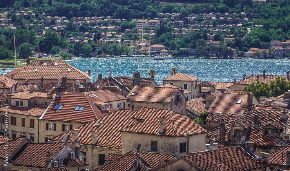 Obraz premium Roof of Old Town of Kotor town in Montenegro