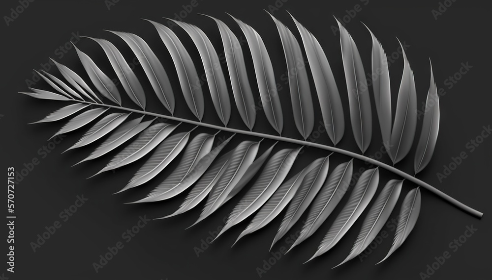 a black and white photo of a leaf on a black background with a shadow of a plant in the center of the image is a single leaf. generative ai a black and white photo of a leaf on a black background with a shadow of a plant in the center of the image is a single leaf. generative ai