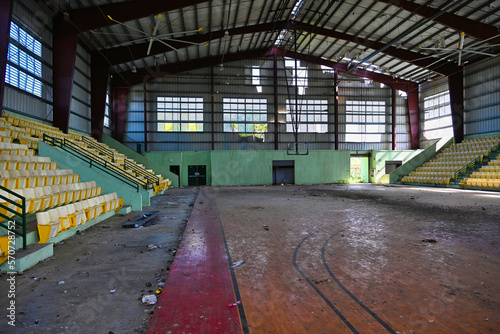 Caribbean Sports Hall after a Hurricane - Hurricane damage in the Caribbean - Hurricane Maria 2017 - FEMA management issues - Poor Federal Government response.. photo