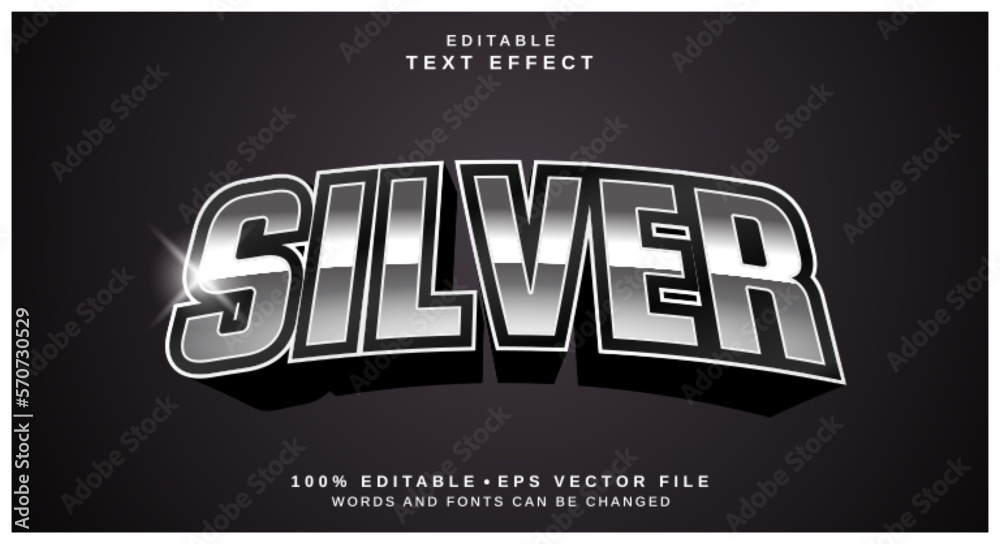 Editable text style effect - Silver text style theme.
