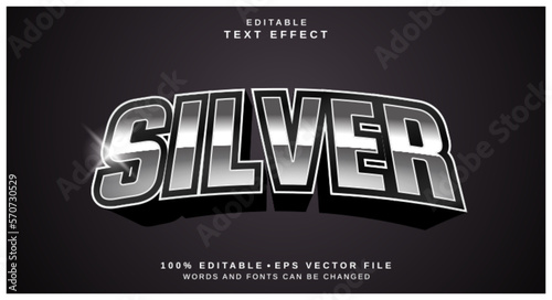 Editable text style effect - Silver text style theme.